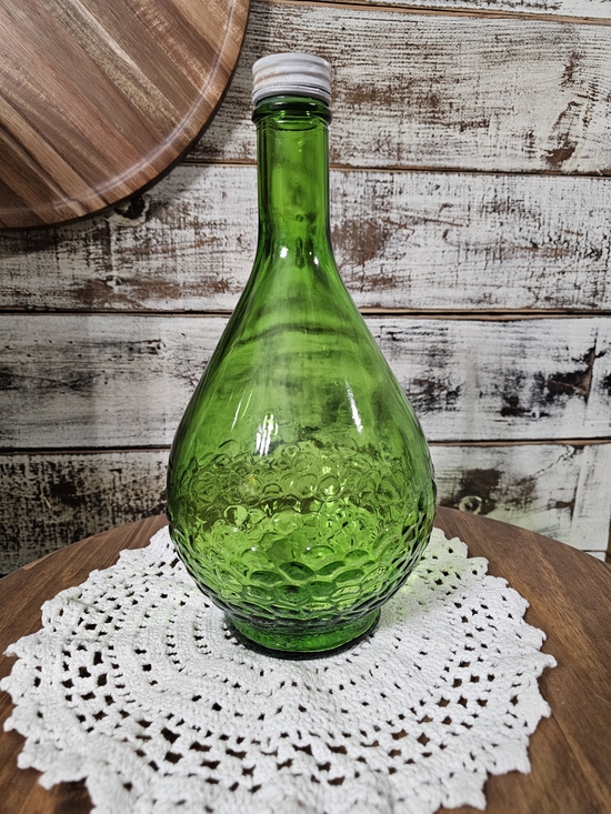 Other - Green Textured Glass Bottle Vase